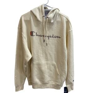 Champion Men's Powerblend Graphic Script Logo Hoodie Large